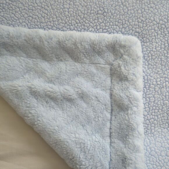 Chick Pea Solid Light Blue Boys Baby Blanket Plush Zig Zag Chevron Sherpa Lovey - Picture 9 of 16